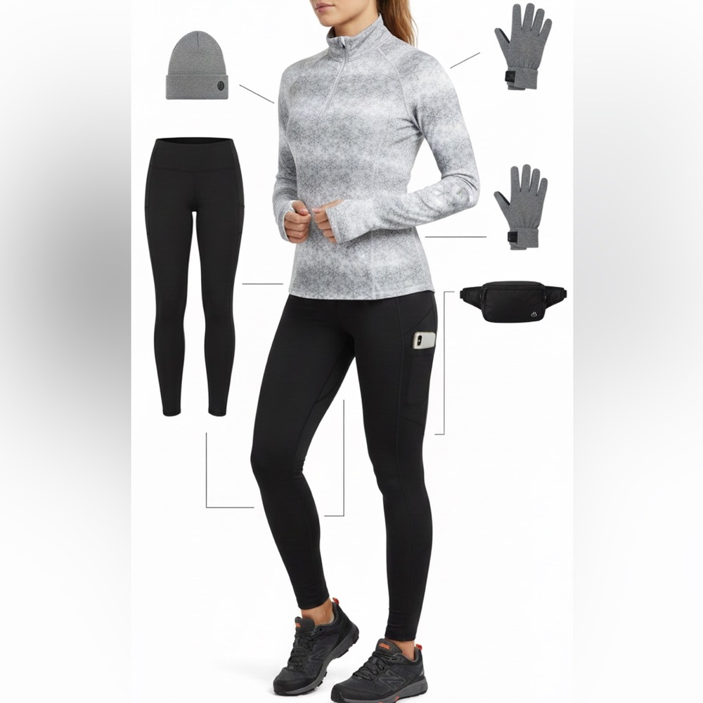 Kyodan Grey Printed Quarter-Zip Performance Top